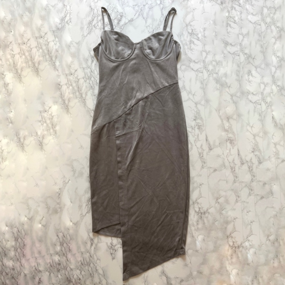 Hot Miami Styles Grey Spaghetti strap Dress | Size M